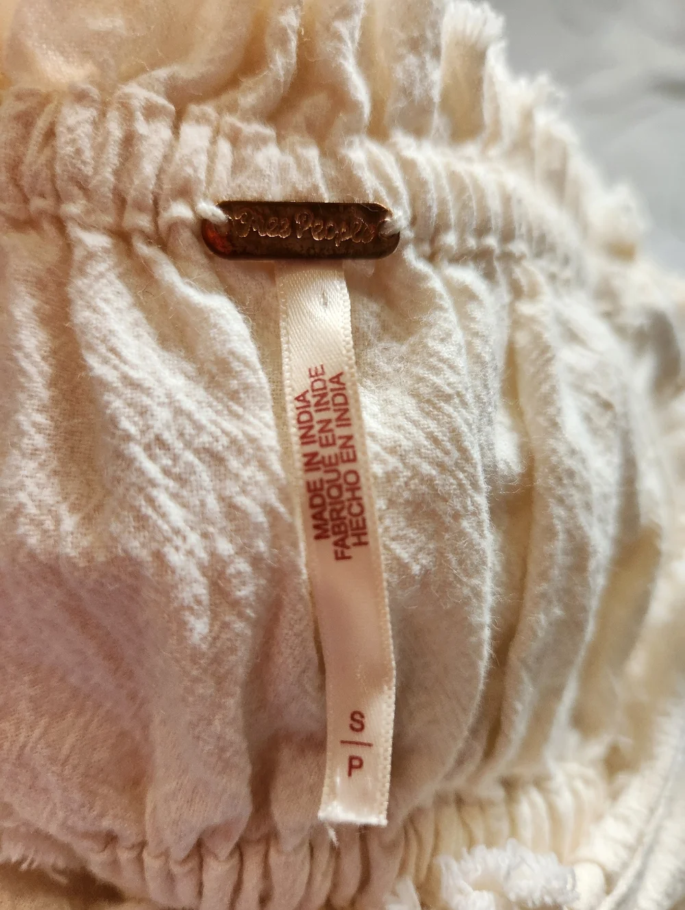 Free People Claudette Mini Dress Womens Small Ivory Pockets Casual Ruched Boho - Picture 3 of 13